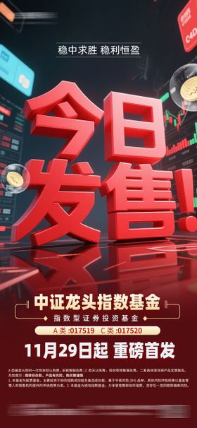股票基金今日发售理财红色海报