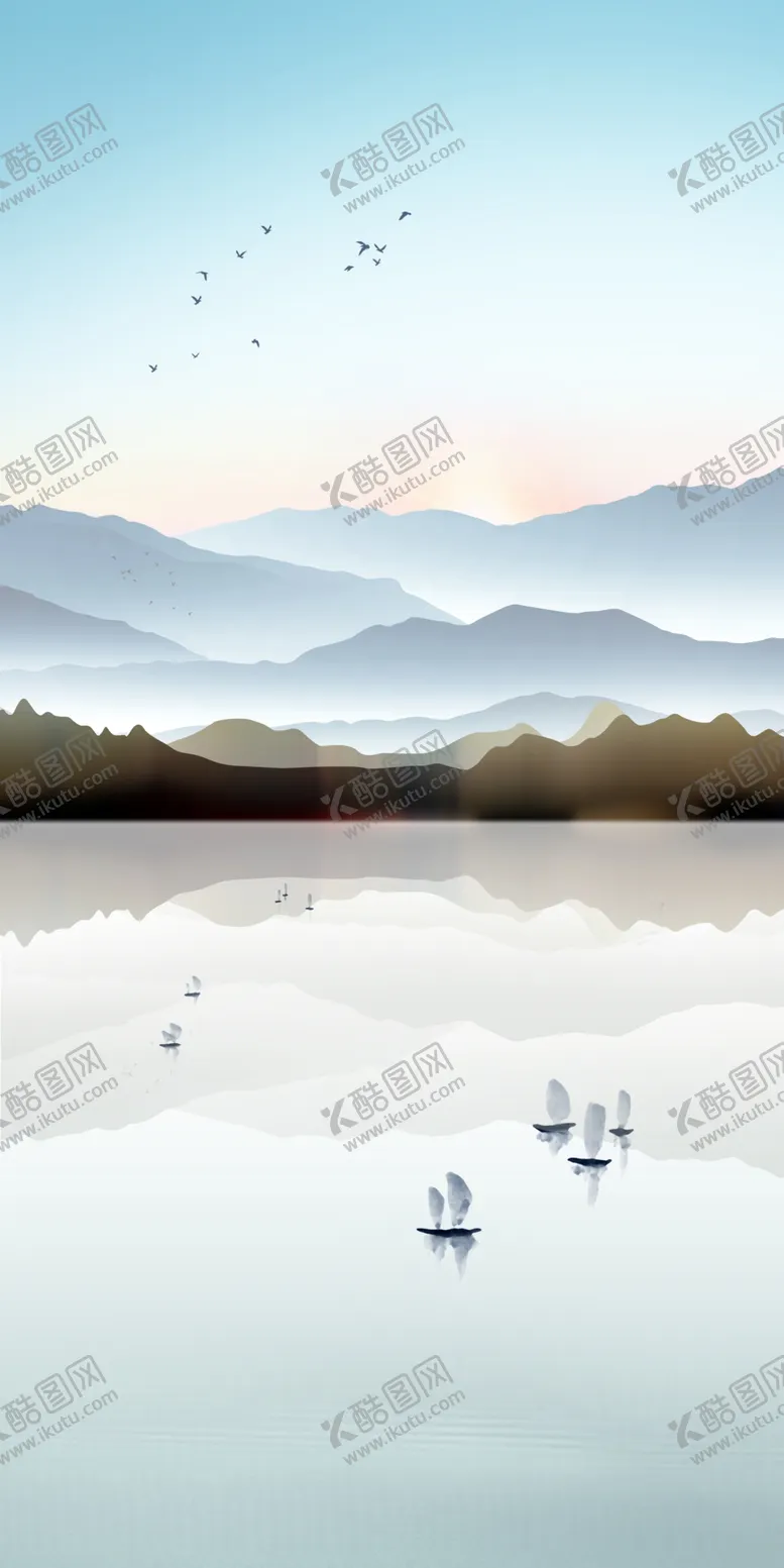 编号：28123806261415325447【酷图网】源文件下载-中国风新中式山水画