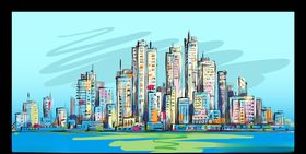 手绘城市素材背景
