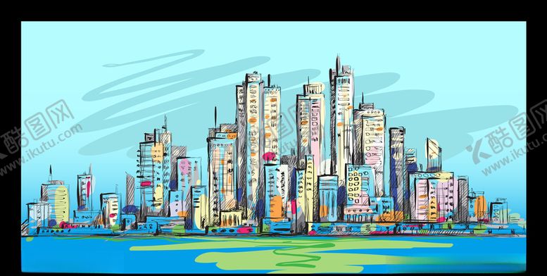 编号：35864810211803298995【酷图网】源文件下载-手绘城市素材背景