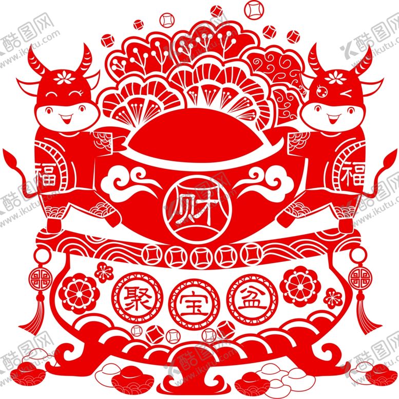 编号：47670709200705146165【酷图网】源文件下载-生肖牛剪纸