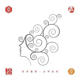 抽象矢量线条人物图
