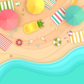 海滩顶视图边夏日风景沙俯瞰