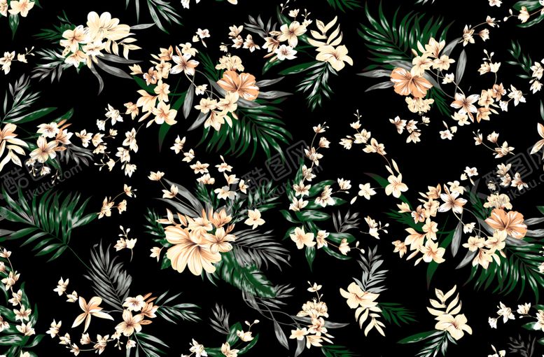 编号：85444009231844506116【酷图网】源文件下载-热带花叶子数码印花