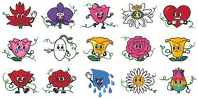 花卉飞鸟手绘插画图案