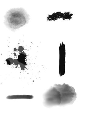 水墨素材毛笔画素材墨迹素材色山刷中国