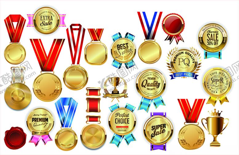 编号：64340510261320527430【酷图网】源文件下载-奖杯奖牌金属标签质量标签