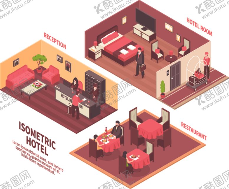 编号：92520010121215377400【酷图网】源文件下载-酒店主题立体插画