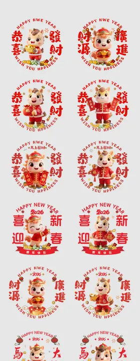 马年春节元旦窗花玻璃贴纸