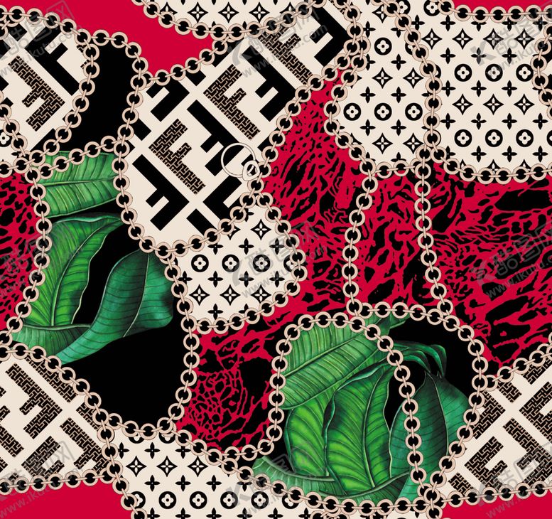 编号：78396409181429272382【酷图网】源文件下载-链条裴乐裴乐lv叶子豹纹叶