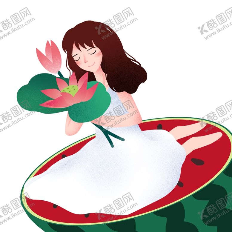 编号：99358405080745144811【酷图网】源文件下载-坐在西瓜上的女孩