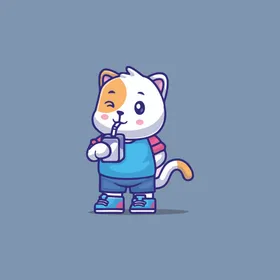 可爱小猫矢量卡通插画班级文化墙幼儿园装饰学校