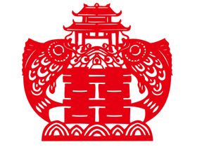 双喜婚礼背景窗花底纹艺术字