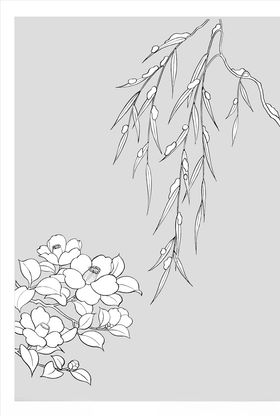线描花朵