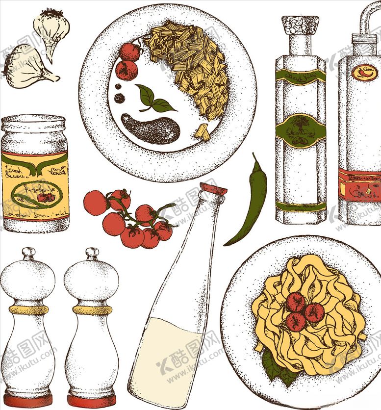 编号：73957410012146212555【酷图网】源文件下载-矢量西餐意大利面