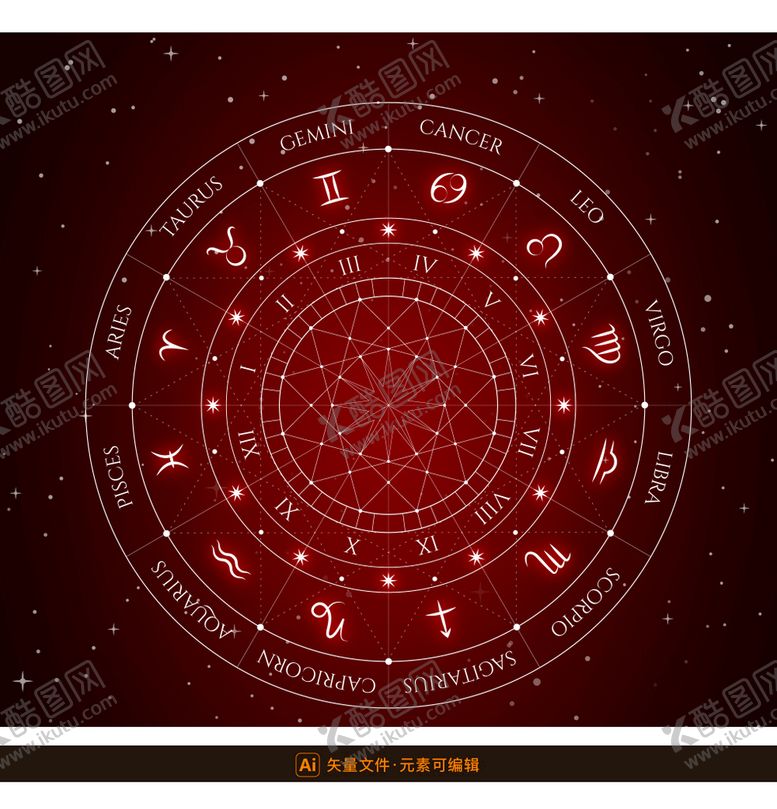 编号：97213409160809166291【酷图网】源文件下载-十二星座罗盘塔罗塔罗牌