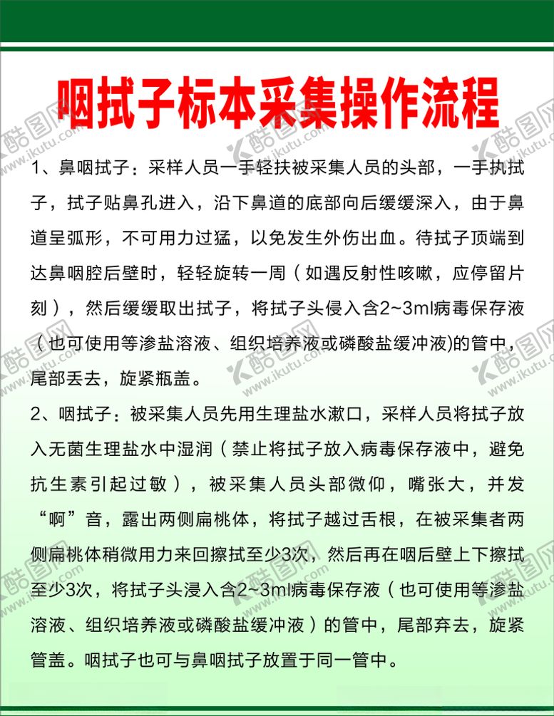 编号：92989209232008462508【酷图网】源文件下载-咽拭字标本采集操作流程