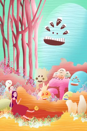 唯美插画探险少女