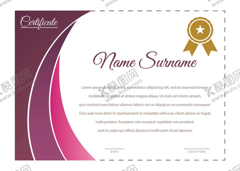 编号：50034410131220298597【酷图网】源文件下载-证书模版