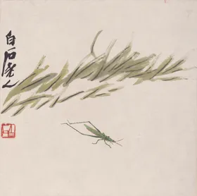 齐白石国画水墨山水怀古仰高墙装饰