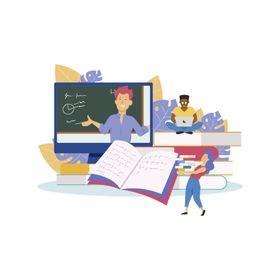 在线教育读书书籍扁平插画
