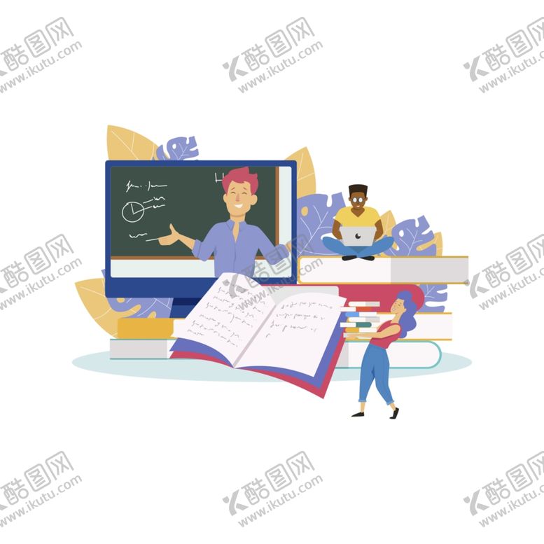 编号：36087407072200321067【酷图网】源文件下载-扁平简约互联网在线教育上学读书