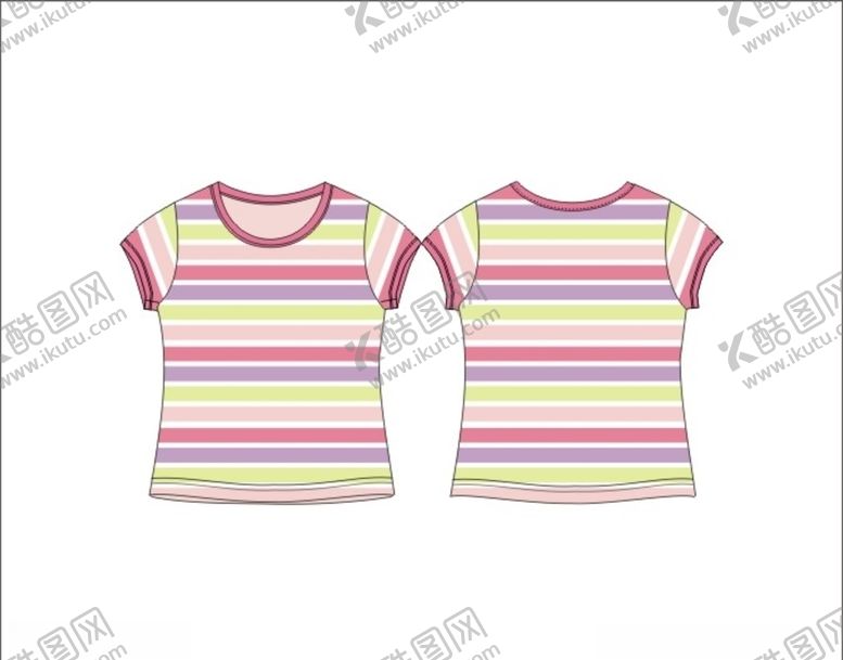 编号：79774910070146027617【酷图网】源文件下载-女装短袖T恤服装款式图矢量图