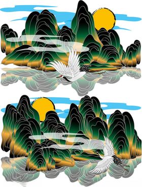 水墨山水风景图案云浪集合