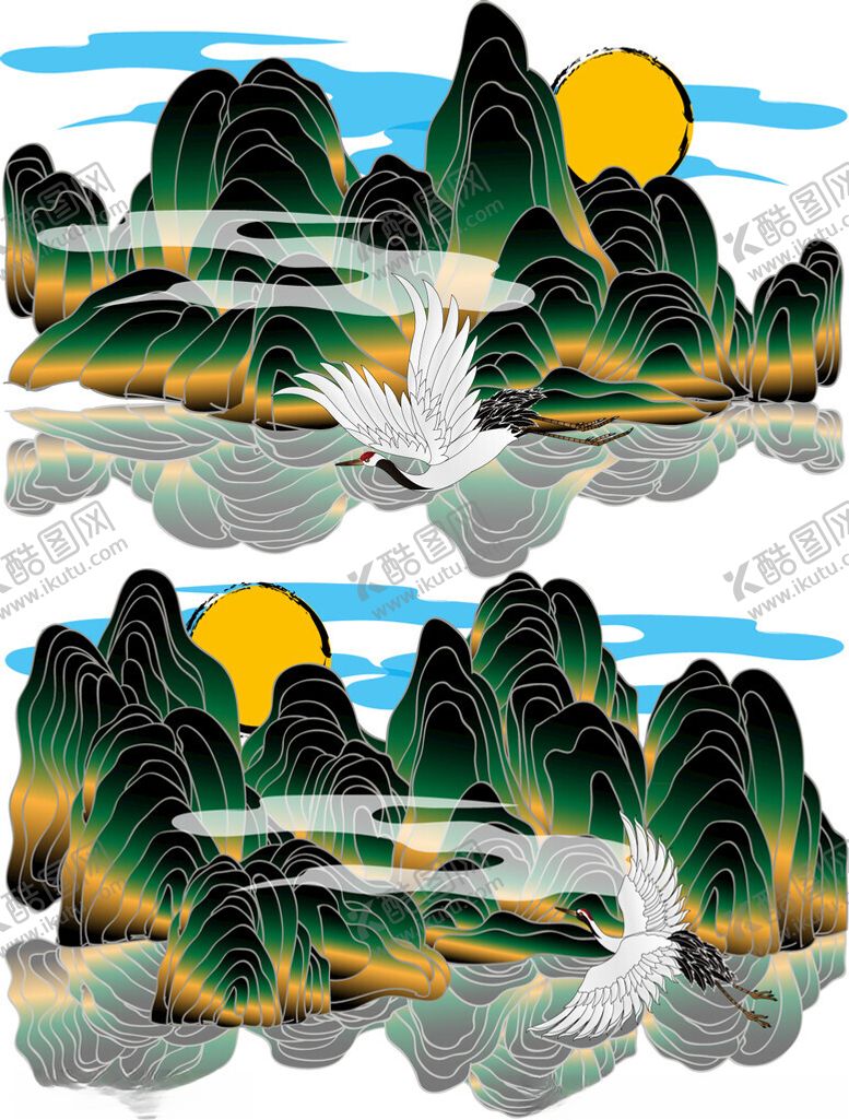 编号：88159501042352356441【酷图网】源文件下载-水墨山水风景图案设计