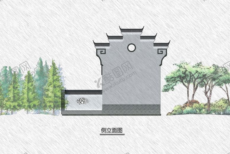 编号：73010710201020417296【酷图网】源文件下载-徽派建筑马头墙剖立面