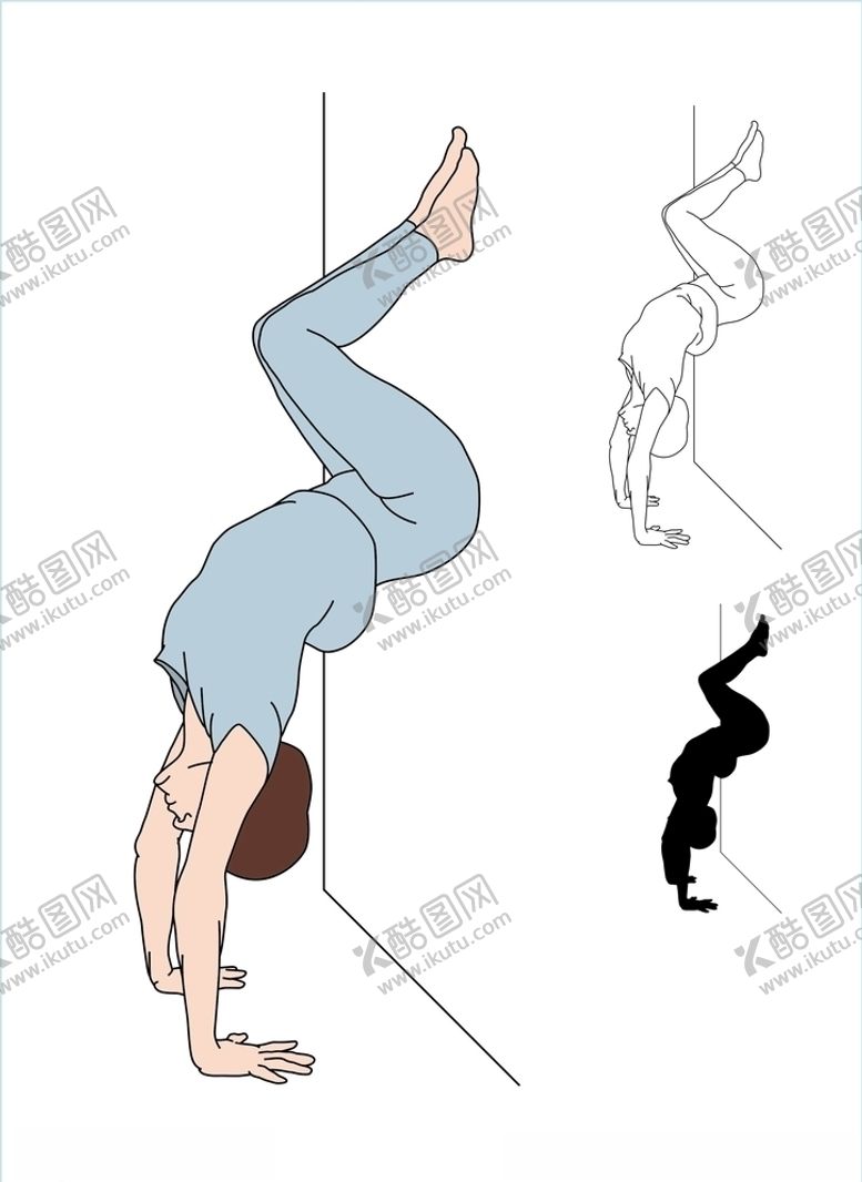 编号：32656509192137292177【酷图网】源文件下载-靠墙手倒立