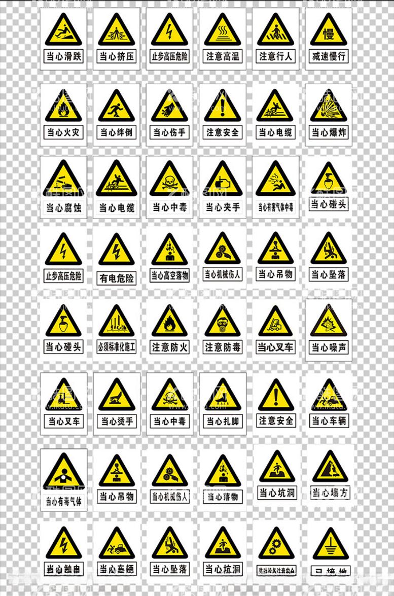 编号：25596812211858327029【酷图网】源文件下载-各种当心标识
