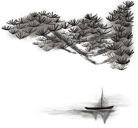 水墨中国风迎客松