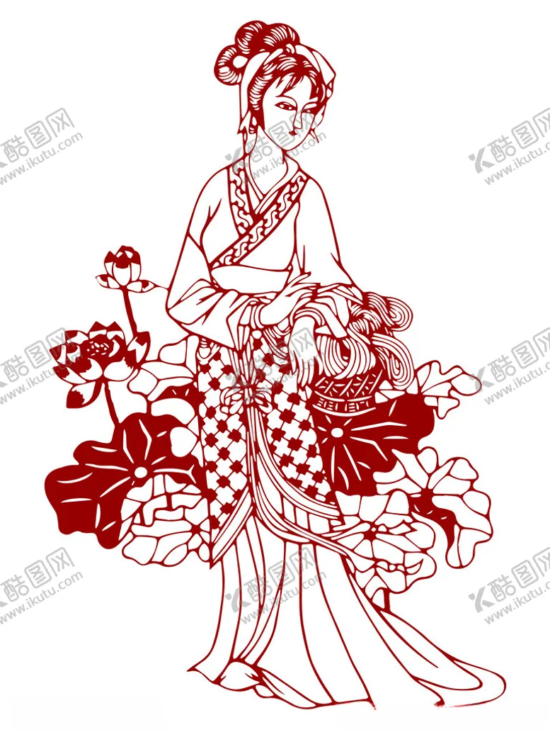 编号：61004502192336523710【酷图网】源文件下载-剪纸美女