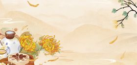 九九重阳节浅红色国潮风背景