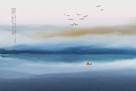 背景墙山水国画手绘新中式客厅装饰画