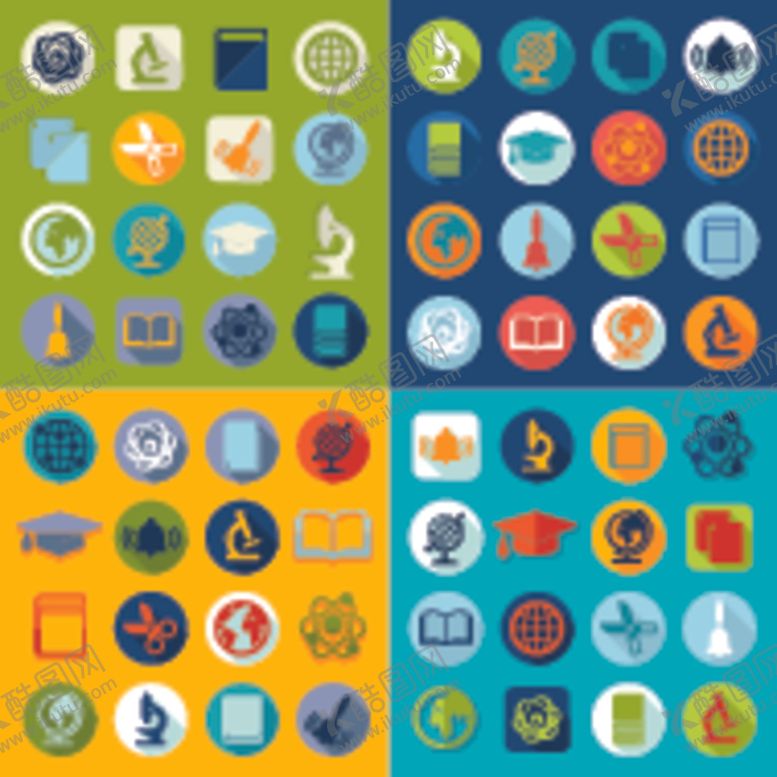 编号：14077304281326085146【酷图网】源文件下载-多彩圆形图标集合