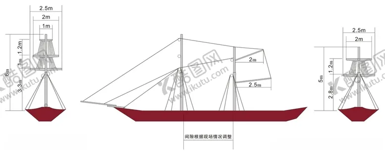 编号：39940703152343107017【酷图网】源文件下载-桅杆三视图