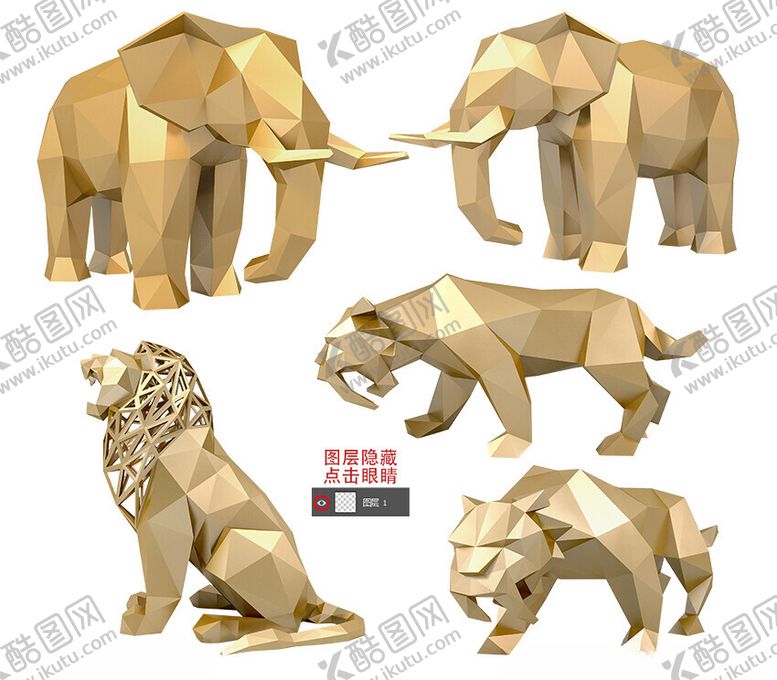 编号：92815602151134288369【酷图网】源文件下载-多边形3D动物