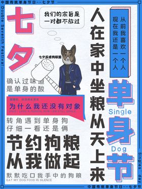 七夕单身视力表长图海报