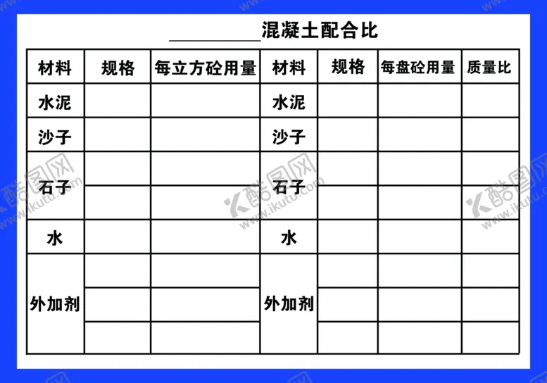 编号：31042909122045155691【酷图网】源文件下载-混凝土配合比