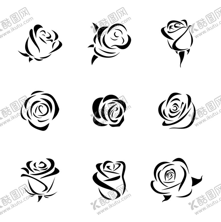 编号：40916409152101315799【酷图网】源文件下载-玫瑰花剪影