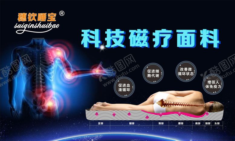 编号：47307407040005445332【酷图网】源文件下载-科技磁疗穗钦睡宝床垫