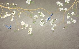 花鸟画手绘画鸟鹤背景墙