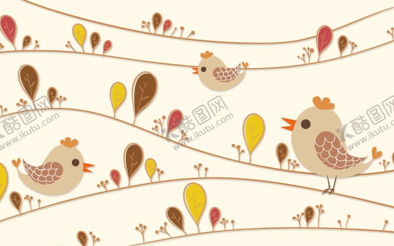 编号：75612509221538195360【酷图网】源文件下载-卡通小鸟背景墙