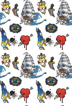 手绘花卉船海盗