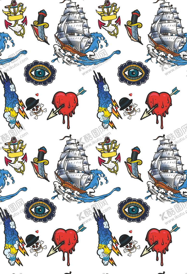 编号：76857109150834537076【酷图网】源文件下载-手绘花卉船海盗