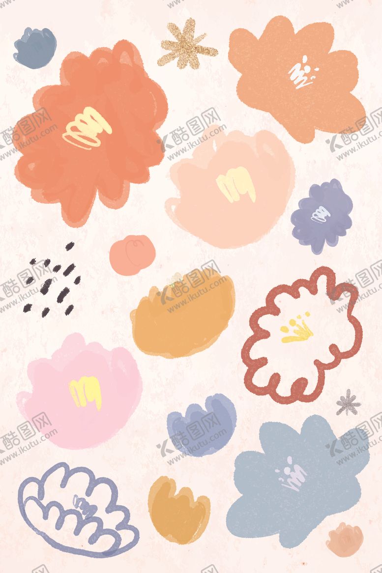 编号：45312404020300278538【酷图网】源文件下载-多彩手绘花卉图案元素
