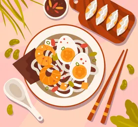 食物插画日本饭团美手绘小吃