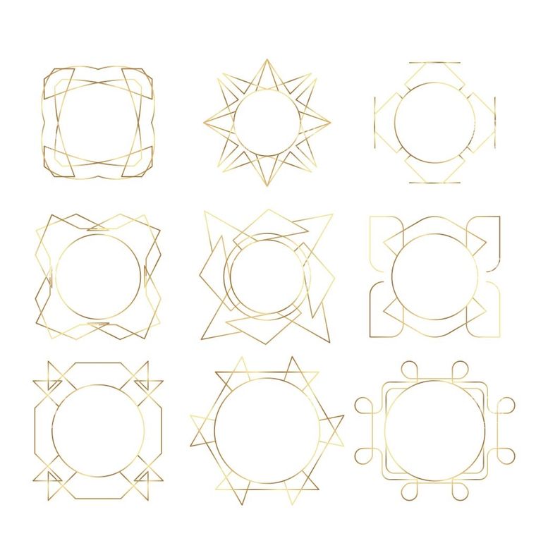 编号：43915610082331424185【酷图网】源文件下载-金色几何图形边框